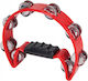 PP World Percussions PP-4013 Κόκκινο Πλαστικό Ντέφι Χειρός με Διπλή Σειρά Ζίλιες