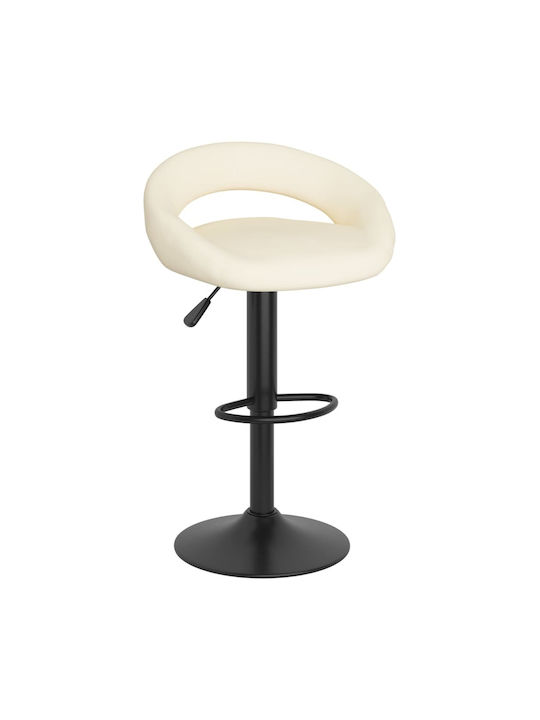 Stool Bar with Back & Adjustable Height Cream 2pcs 45x43x75cm