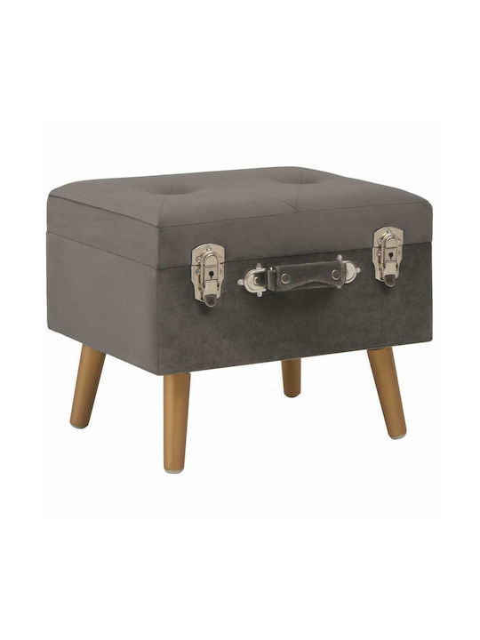 Stool For Living Room With Storage Space Upholstered with Velvet Grey 40x33x33cm