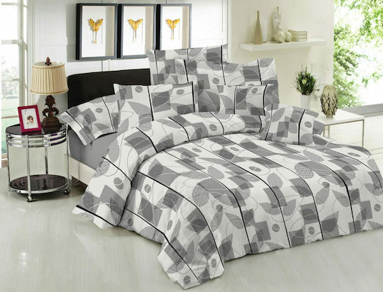 Le Blanc Set Cearșafuri 240x270cm. Leaves Gri 4buc