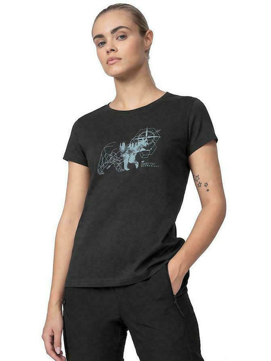 4F Damen Sportlich T-shirt Schwarz