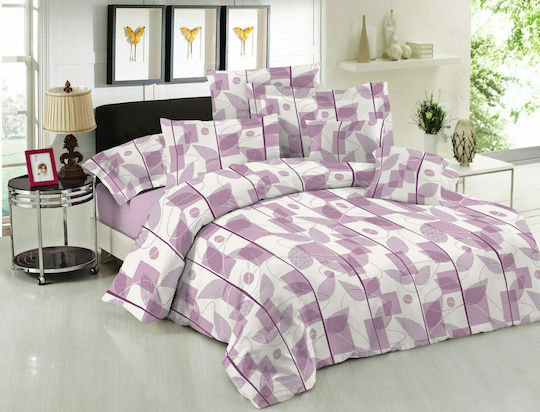Le Blanc Σετ Πάπλωμα Μονό 160x240εκ. Leaves Lilac 2τμχ