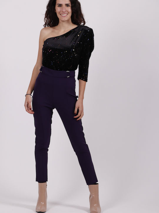 13382 Women's Fabric Trousers Purple