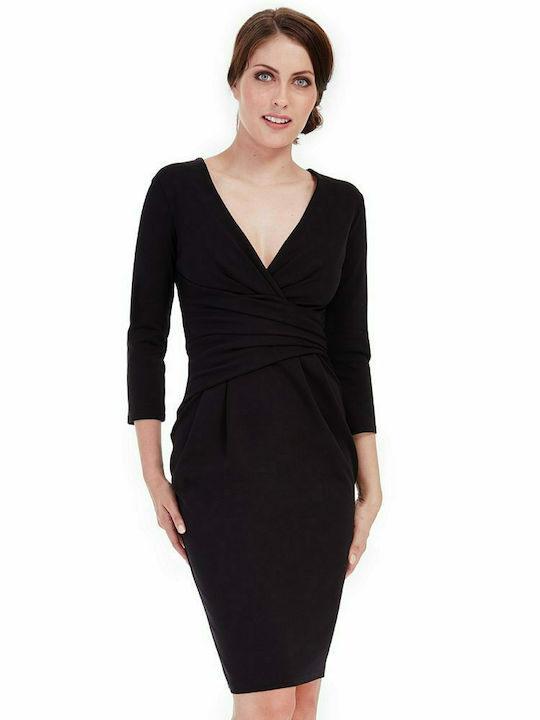 Gb Fashion 9183 Midi All Day Φόρεμα με Μανίκι 3/4 Μαύρο
