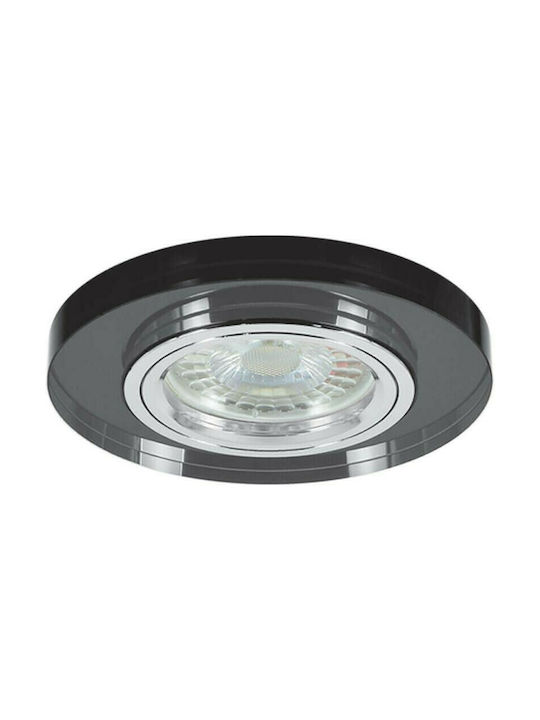 Vivalux Grace Rund Glas Einbau Spot mit Fassung GU10 Schwarz 5x5cm. 1Stück
