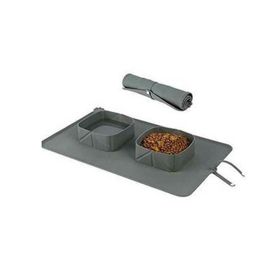 Food and Water Bowl for Dog and Cat Silicone 2 x 600ml 23.5x5x38.5cm