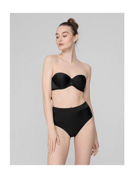 4F Bikini Slip Hohe Taille Schwarz