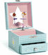 Djeco Kids Jewelry Box Ballerina With Stars Made Of Green Wood