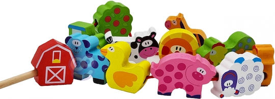 Woopie Συρόμενο Παιχνίδι Παιχνίδι με Κορδόνι Farm Animals από Ξύλο για 24+ Μηνών