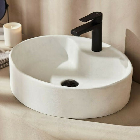Tema Επικαθήμενος Νιπτήρας Πέτρινος 52x42x13cm Λευκός Tema Επικαθήμενος Νιπτήρας Πέτρινος 52x42x13cm Λευκός