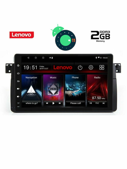 Lenovo Car-Audiosystem für BMW E46 / Serie 3 (E46) / Serie 3 Audi A7 1998-2005 (Bluetooth/USB/AUX/WiFi/GPS/Apple-Carplay) mit Touchscreen 9" DIQ_LVB_4042