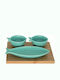 Marva Ceramic Dessert Divided Serving Tray with 3 Slots Turquoise 19.5x16.5cm 3pcs