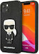 Karl Lagerfeld Saffiano Ikonik Karl`s Patch Umschlag Rückseite Kunststoff Schwarz (iPhone 13 Mini)