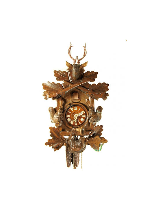 Κούκος Ελάφι Antique Wall Clock Wooden Pendulum Coffee