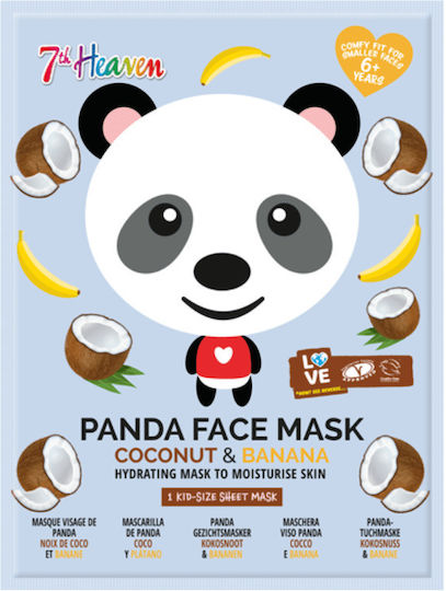 7th Heaven Animal Panda Coconut & Banana Sheet Μάσκα Προσώπου για Ενυδάτωση με Πράσινο Τσάι