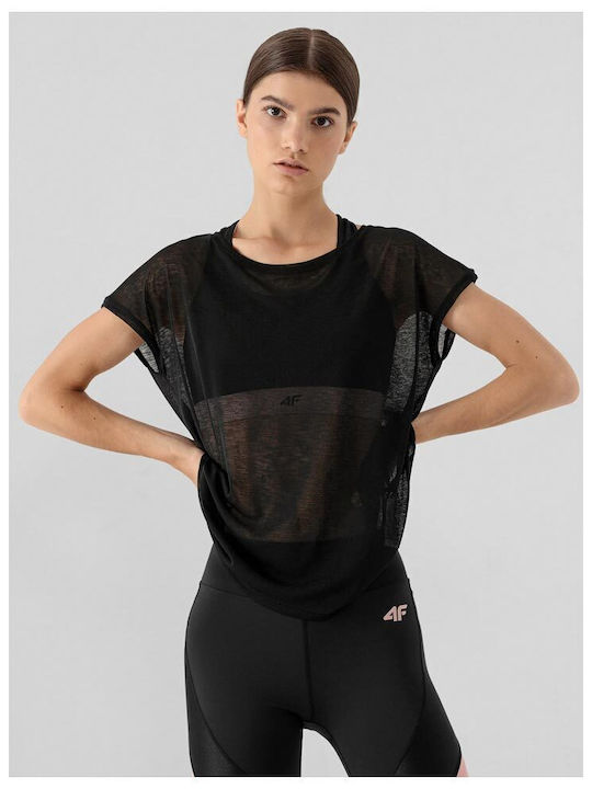 4F Women's Athletic Blouse Short Sleeve Black