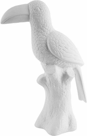 Present Time Διακοσμητικό Πουλί από Κεραμικό Υλικό Toucan Λευκό/Εκρού 8x8x23cm