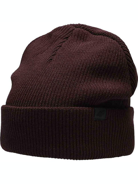 4F Knitted Beanie Cap Burgundy