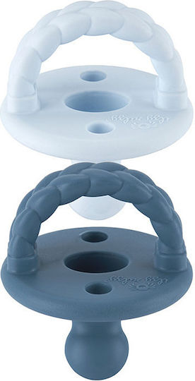 Itzy Ritzy Sweetie Ορθοδοντικές Πιπίλες Σιλικόνης Braids - Blue για 0-6 μηνών 2τμχ