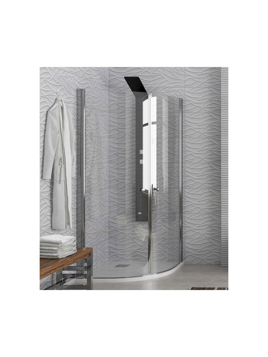 Karag S 8 Cabin for Shower Semi-circular with Hinged Door 90x90x200cm Clear Glass