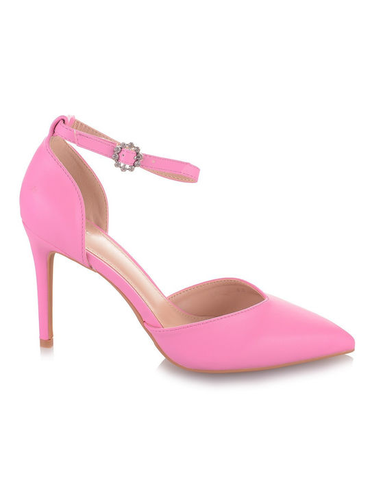 Famous Shoes Stiletto Fuchsia High Heels with Strap