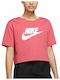 Sportswear Γυναικείο Αθλητικό Crop Top Κοντομάνικο Ροζ
