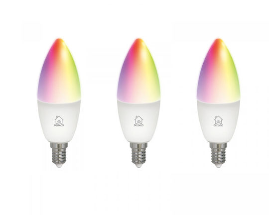 Deltaco Becuri Smart LED 5W pentru Dulie E14 RGB 470lm Reglabil în intensitate 3buc