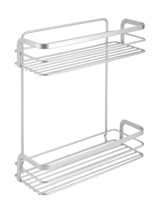 Metaltex 404814 Wall Mounted Bathroom Shelf Metallic with 2 Shelves 26x10x30cm