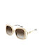 Gucci Women's Sunglasses with Beige Frame and Brown Gradient Lens GG1021S 003