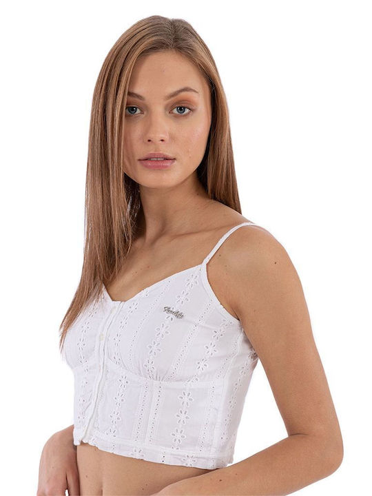 Freddy Damen Sommerliches Crop Top mit Trägern Weiß