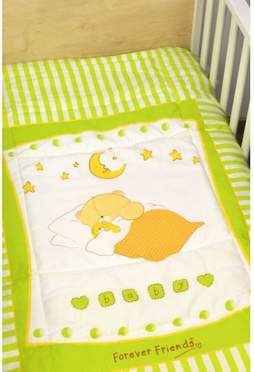 Baby Oliver Пухено одеяло За Количка Памук Зелен 100x140см
