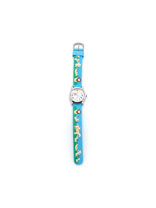 Lowell Kids Analog Watch Λιοντάρια with Rubber/Plastic Strap Light Blue