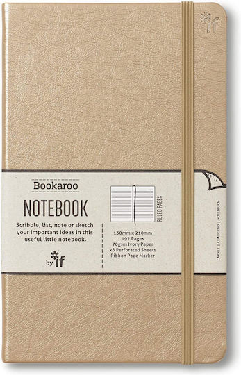IF Bookaroo Σημειωματάριο A5 192 Φύλλων Ριγέ με Λάστιχο Χρυσό