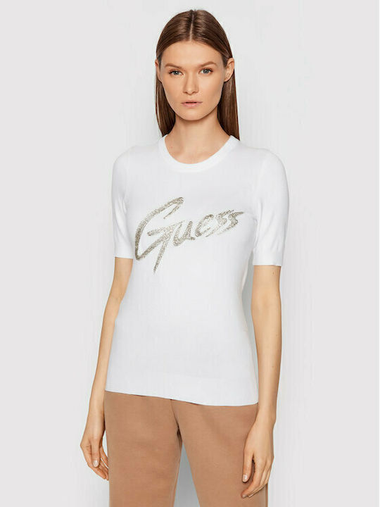 Guess Odetta Damen Sommer Bluse Kurzärmelig Weiß