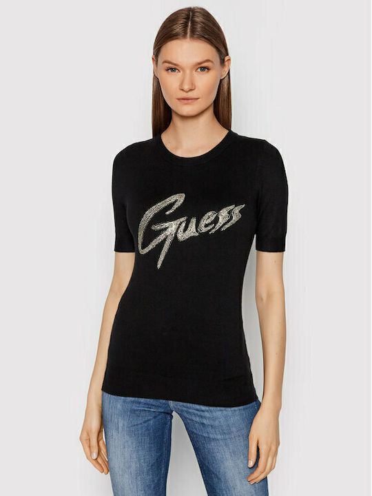 Guess Odetta Damen Sommer Kurzärmeliges Schwarz...