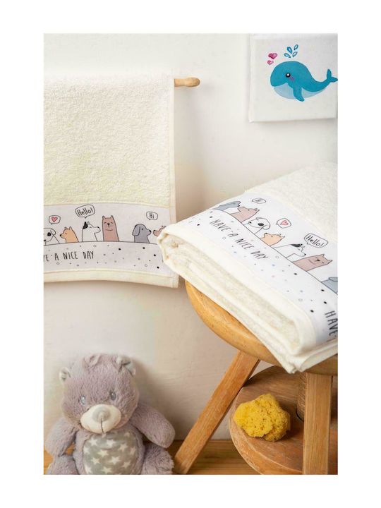 Dimcol Set of baby towels 2pcs Doggies 112 Ecru 1216015810611205
