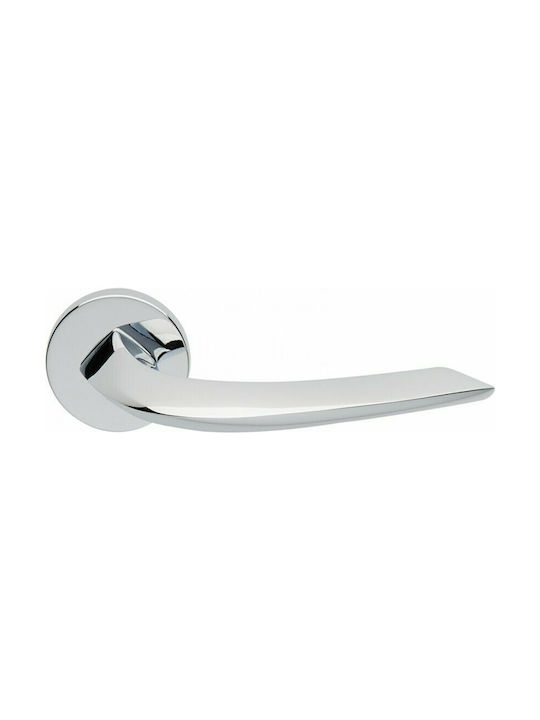 Zogometal Lever Front Door with Rosette Right 340 340 with Rosette Chrome