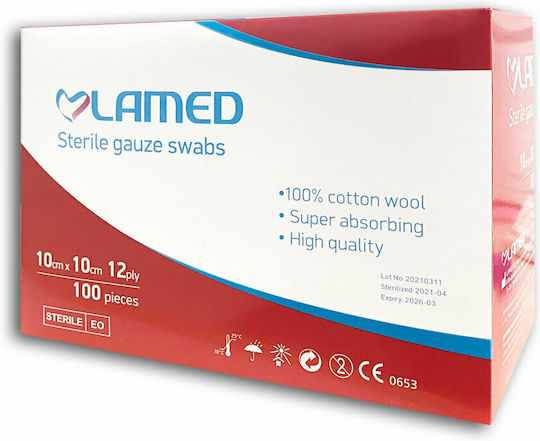 Lamed Sterile Gauze Pads 10x10cm 12ply 100pcs