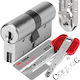 Cisa Lock Cylinder Security 80mm (30-50) with 5 Keys Silver