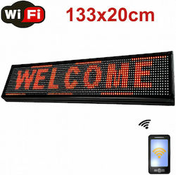Spring WiFi Κυλιόμενη Πινακίδα LED Μονής Όψης Αδιάβροχη 133x20cm Κόκκινο