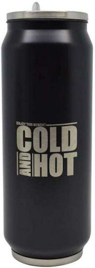 Ankor Cold And Hot Ποτήρι Θερμός Ανοξείδωτο 500ml Μαύρο με Επιστόμιο
