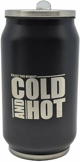 Ankor Cold And Hot Ποτήρι Θερμός Ανοξείδωτο 330ml Μαύρο με Επιστόμιο
