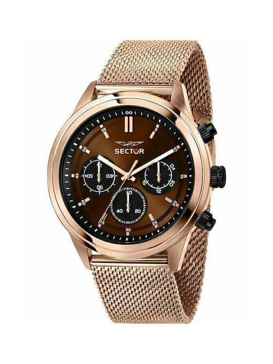 Sector 670 Watch Chronograph Battery with Pink Gold Metal Bracelet