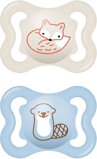 Mam Air Orthodontic Pacifiers Silicone Gray Fox & Blue Beaver for 2-6 months 2pcs