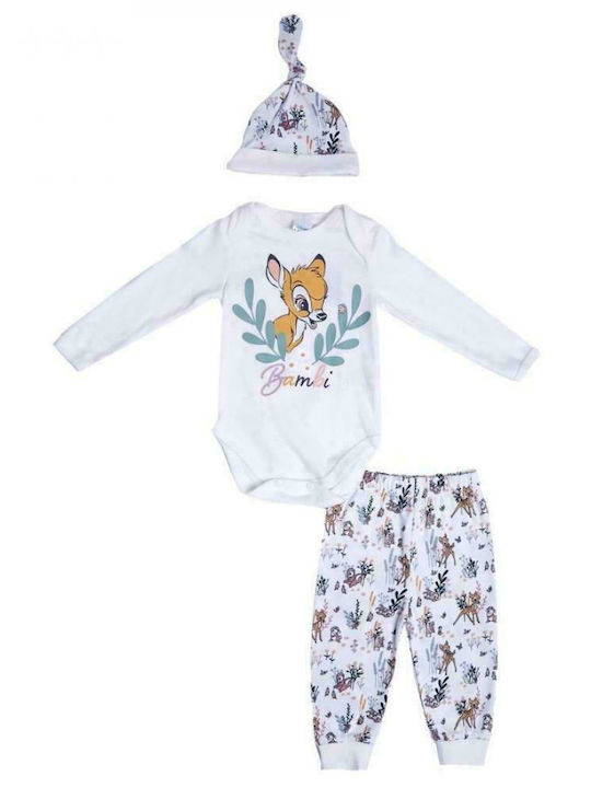 Disney Baby Bodysuit Set Long-Sleeved with Pants Ecru