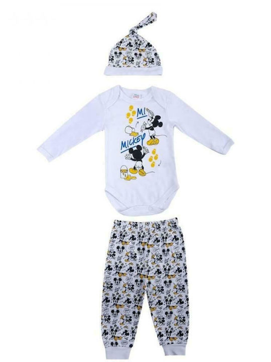 Disney Mickey Σετ Φορμάκι με Παντελόνι Λευκό 2τμχ