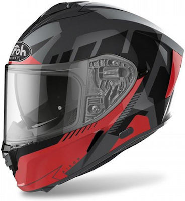 Airoh Spark Rise Full Face Helmet with Pinlock and Sun Visor ECE 22.05 1520gr Black/Red Gloss AIR000KRA255