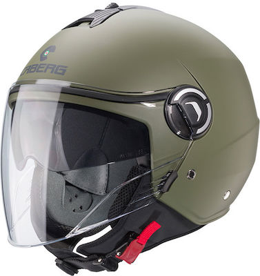 Caberg Riviera V4 Jet Helmet with Sun Visor ECE 22.05 Green Matt Military CAB000KRA547