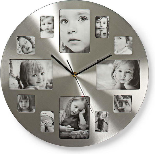 Nedis Wanduhr Metallisch Silver Ø40cm