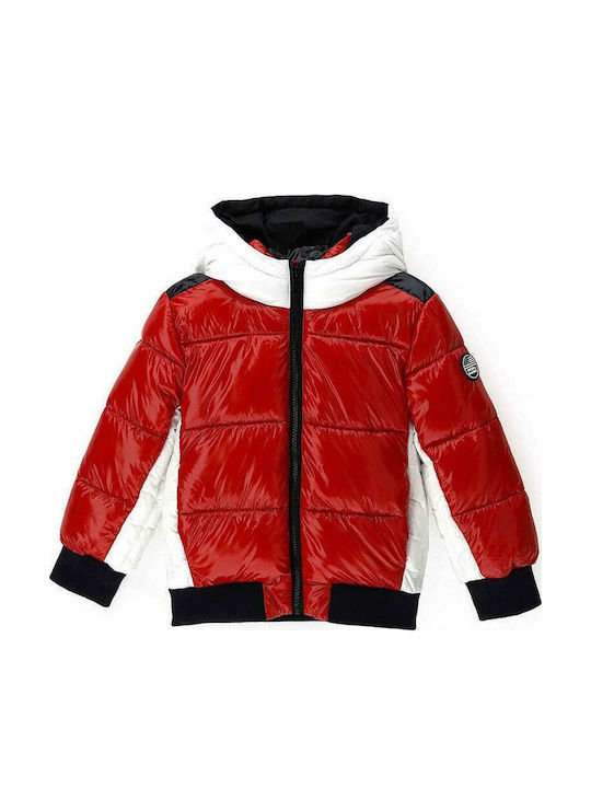 Kids' Quilted Jacket Short with Hood Red